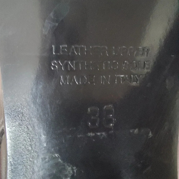 Napoleoni Italian Black Leather Chunky Heel Boots Size 38 - Picture 7 of 10